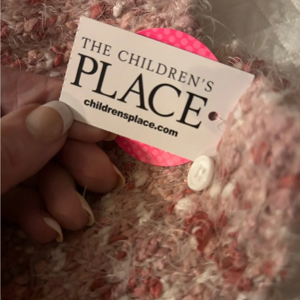 The Children's Place Pink Fuzzy Mittens with Sequin Hearts that reverse to sleep